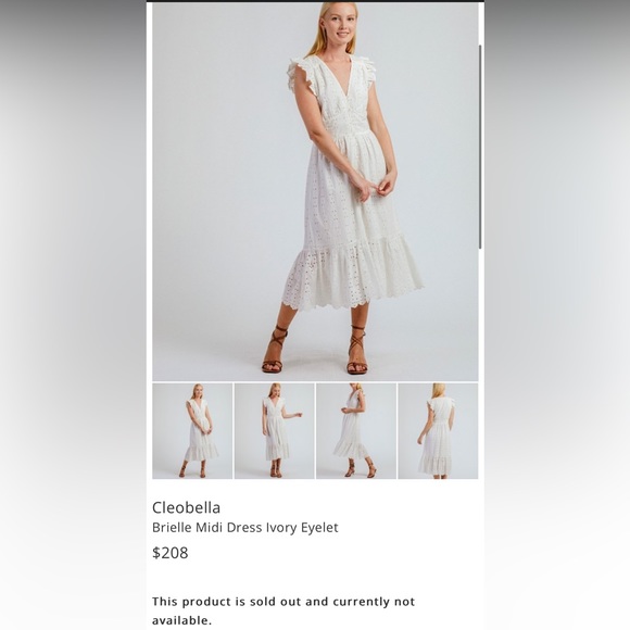 $208 Gorgeous Eyelet Cleobella Brielle Midi Dress Ivory white Size L Price FIRM - Picture 15 of 16
